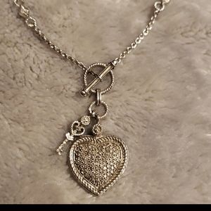 925 Sterling silver heart & key necklace